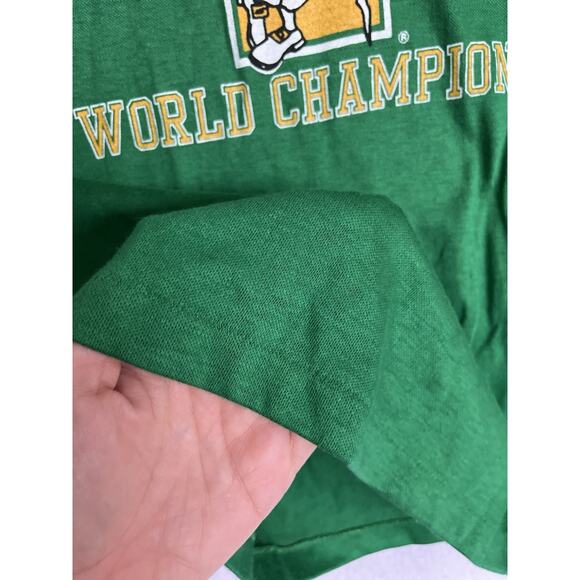 Vintage Boston Celtics 1986 World Champions Artex T-Shirt 50/50 USA Green Sz M - Picture 7 of 7